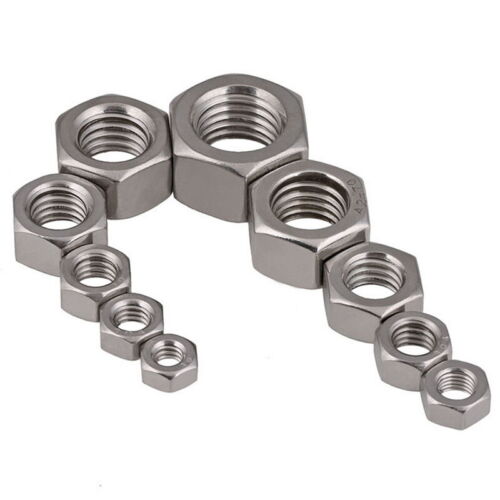 304 Stainless Steel DIN934 Hexagon Full Nuts Fit Metric Washers//Bolts M1-M30