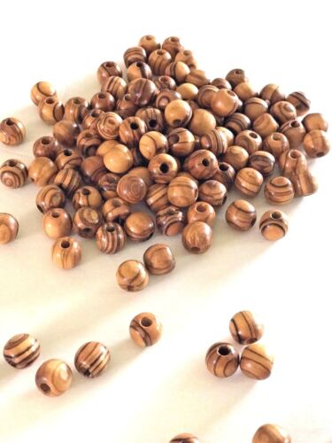 600 ~ Olive Wood 8mm Round Beads Polished Rosary Jewelry Bethlehem Jerusalem