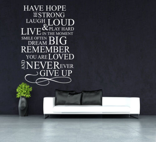 Hand Carving Never Give Up Be Strong Big Remember Wall Sticker Wall Decal UK 203 