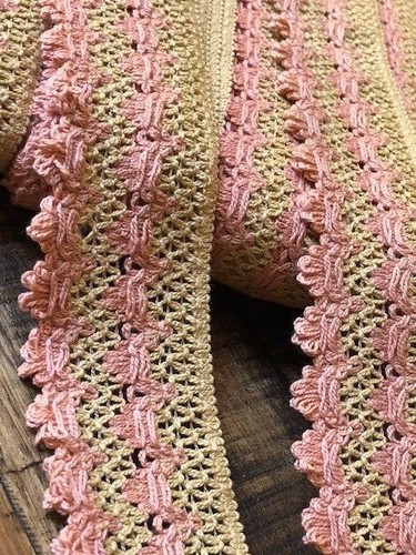 Laverslace Qualità Beige Naturale e Rosa Cotone all/'uncinetto pizzo CLUNY 2/"//5cm