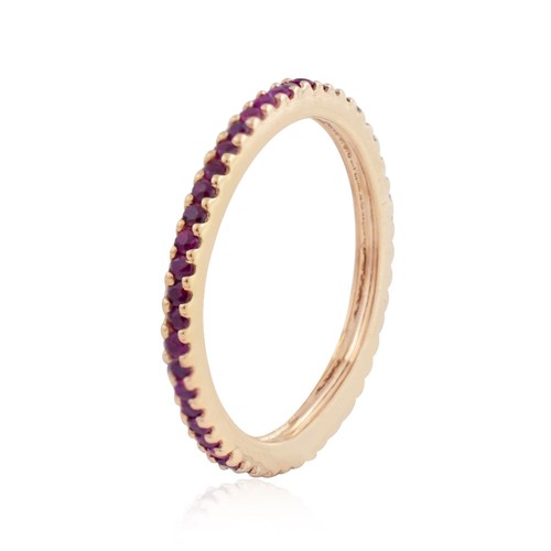 Genuine Red Ruby Eternity Band Ring 14k Yellow Gold Fine Jewelry Birthday Gifts