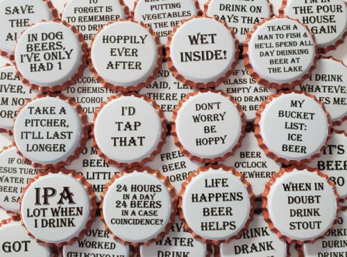 100 Funny Sayings Homebrew Beer Bottle Caps Home Brewing Twist//Pry Off Crown