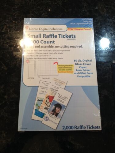 Small Raffle Tickets Printer Paper Linroe Digital Solutions 2000-Count 80-lb 