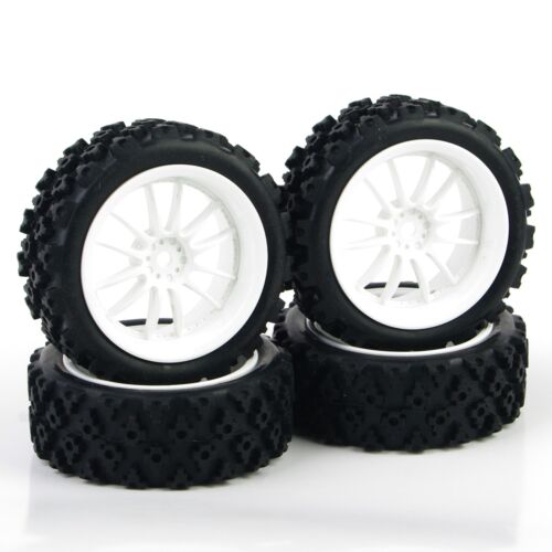 4X Rubber Tyre/&Wheel Rim Kit For RC 1//10 Rally Racing Off Road Car PP0069+PP0487