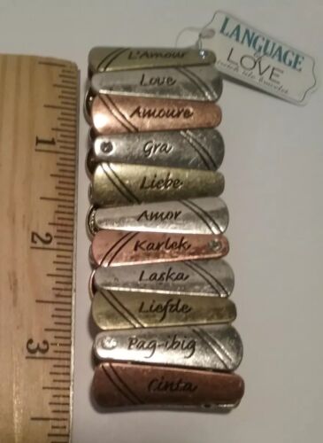 New tags LANGUAGE of LOVE Mixed Metal Color Stretch bracelet LOVE in 22 language