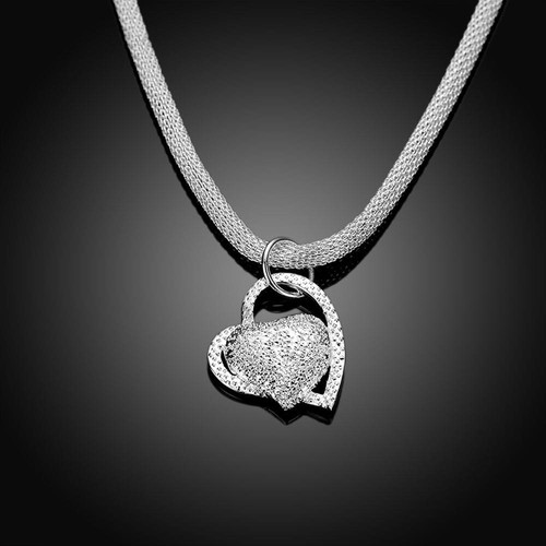Fashion Jewelry 925Sterling Silver Lovely Heart Pendant Women Necklace NB270