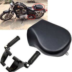 Passenger Seat SET For Harley Sportster 883 1200 XL 07-13 Black Rear Foot Peg