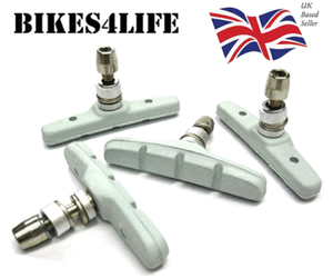 2 Pair White V Brake Replacement Bike Brake Blocks 4 Blocks 70mm