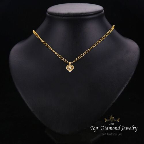 1 g TOP Diamond bijoux 14K Jaune Or Massif Coeur Filigrane Charme Pendentif