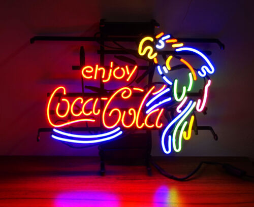 Parrot Enjoy Cola Drink Bar Boutique Workshop Wall Decor Neon Sign Light Display 