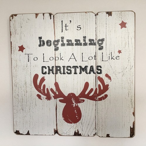 LRG bois flotté style Renne De Noël Décoration Wall Hanging Sign Plaque Signe