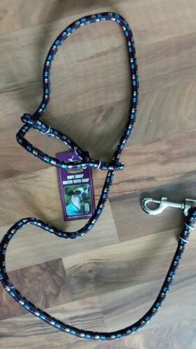 Sheep Lamb and Goat Adjustable Halter with snap Lead black w//multi Showing Sheep