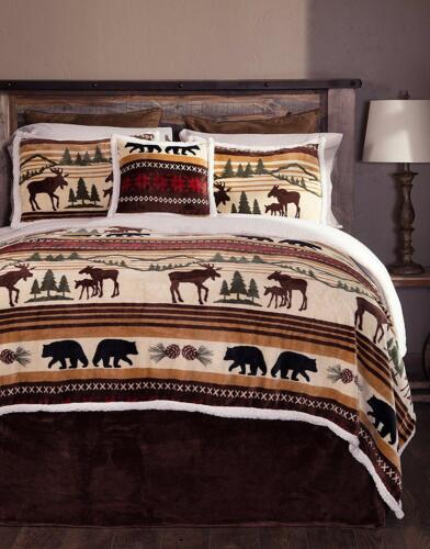 Wildlife Moose Bedding Set Queen 5 Piece Bears Nature Shams Rustic Comforter New