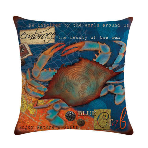 Cushion Cover Conch Coral Ocean Animal Style 18" Linen Throw Couch Pillow Cover 