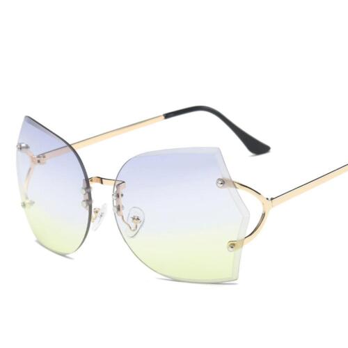 Oversized Retro Sunglasses Clear Gradient Lens Glasses Rimless Eyeglasses Women 
