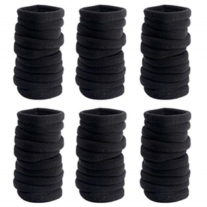 60 Pieces Soft Elastic Black Thick Hair Bands Large Cotton Stretch Hair Ties for