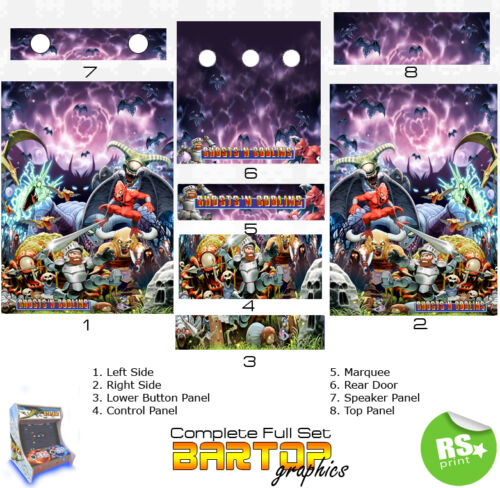 Laminated Ghosts and Goblins Full//Half Sets Arcade Artwork Stickers Graphics