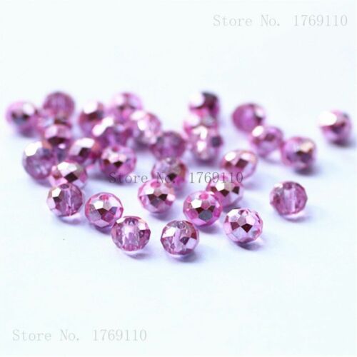 Crystal Glass Bead Loose Spacer Round Beads Bracelet Finding DIY Jewelry 50Pcs 