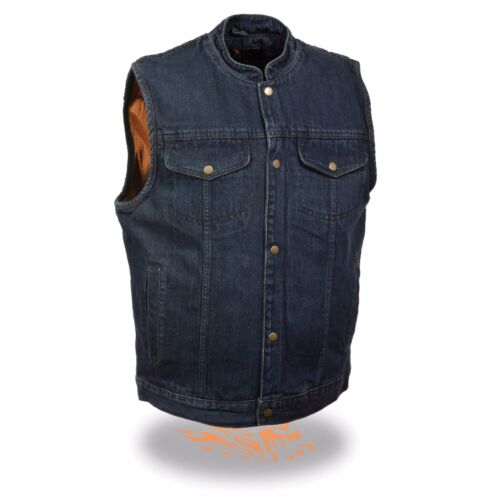 Milwaukee Leather Men/'s Snap Front Denim Club Style Vest W// Gun Pockets **DM2238