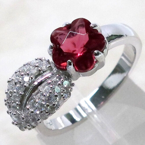 CLASSY STAR SHAPE RUBY 925 STERLING SILVER RING SIZE 5-10