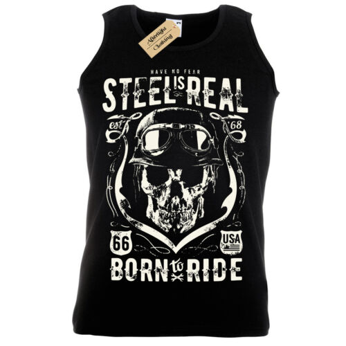 Steel is Real Tank Top Biker Vest 66 No Fear born to ride rider motor mens