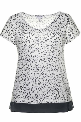 Gina Laura T-shirt à Pois Motif Confortable Coupe chiffonsaum Sky NEUF 