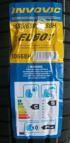 NEW X1 X2 X4 185 65 R15 88H INVOVIC EL601 WITH AMAZING C+B RATING 185 65 15