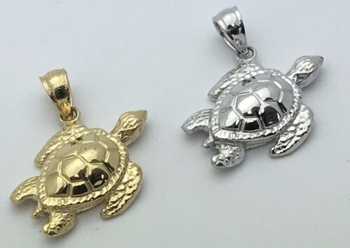 14K Gold Hawaiian Sea Turtle Charm Pendant (Available in Yellow & White Gold)