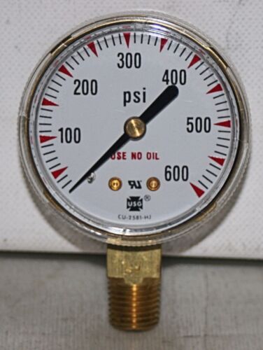 0-600 PSI  2" Dial 1/4"NPT Brass Pressure Gauge AMETEK NEW 