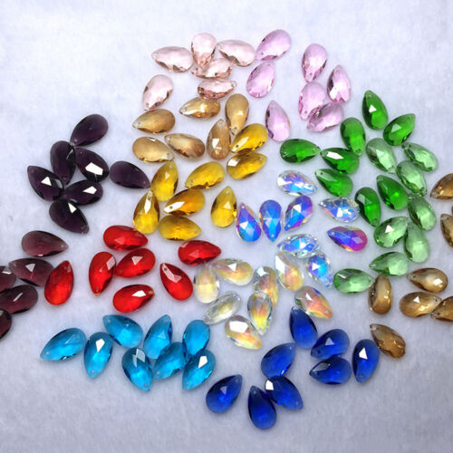 Teardrop Faceted Crystal Glass Charms Loose Spacer Beads percé 13*22mm 10Pcs