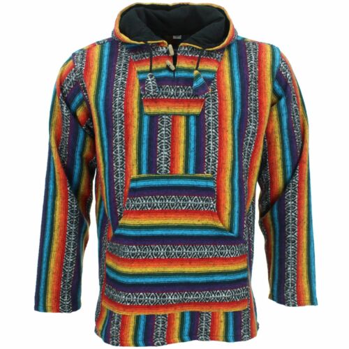 Hoodie Jumper Baja Jerga Drug Rug Hoody Hooded Rainbow Brushed Jacket