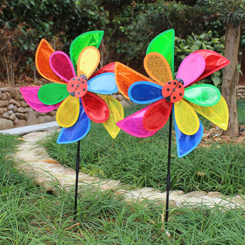 Double Layer Ladybug Windmill Wind Spinner Pinwheel Home Garden Yard DecoraIHn$ 