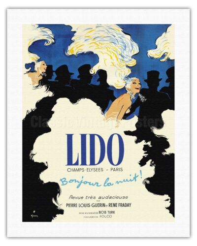 Lido Champs-Élysées Paris France Vintage Cabaret Casino Art Poster Print Giclée