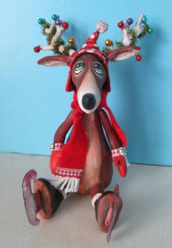 Paper Pattern /"Skating Reindeer/" By Susan Barmore *NEW* Cloth Folk Art Doll