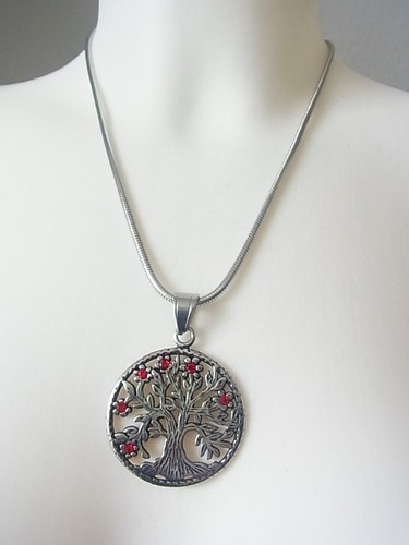 Echt Edelstahl Kette Halskette mit Anhänger Lebensbaum