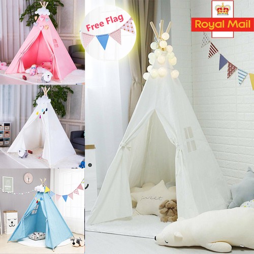 Large Indoor Outdoor Children Wigwam Playhouse Kids Teepee Cotton Canvas Tent UK