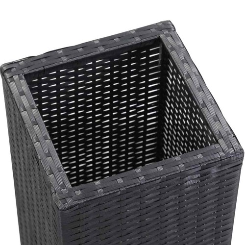 vidaXL Pflanzkübel 3-tlg Poly Rattan Schwarz Blumentopf Blumenkübel Übertopf