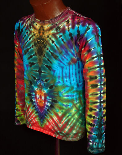 5XL langarm handgefärbt Hippie Tie dye Batik Flower Power Goa NEU T-Shirt Gr.S