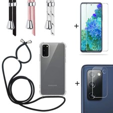 Schutz Hülle mit Band für Samsung Galaxy S20 FE Handykette Kette Kordel + Glas