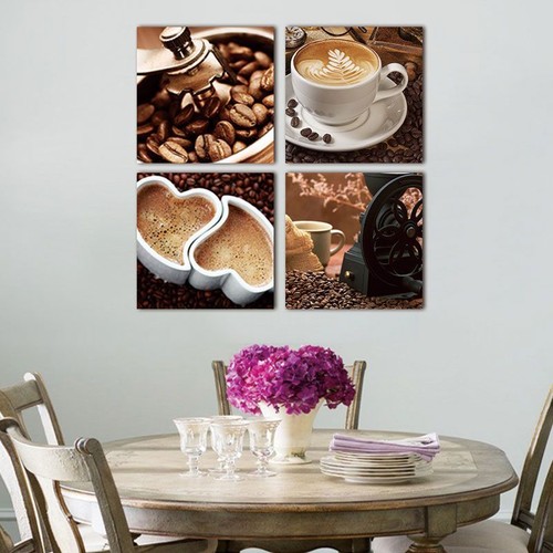 Canvas Painting Coffee Kitchen Decoration Modern Wall Art Pictures 4 Pieces New