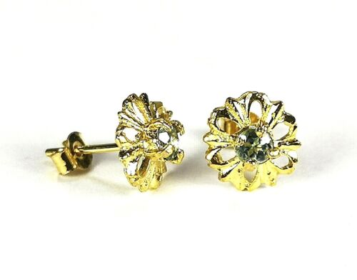 Details about   9ct Gold Blue Topaz Flower Studs Earrings November Birthstone UK Made GS1041 