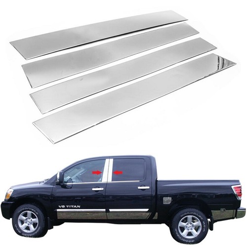For 2004-2015 Nissan Titan Crew Cab Stainless Steel Chrome Window Pillar Post