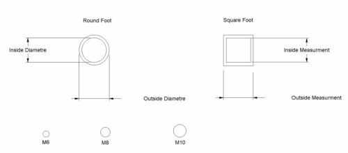 M8 Metric Thread Adjustable Table Feet Swivel & Tilt Set of 4 Feet 