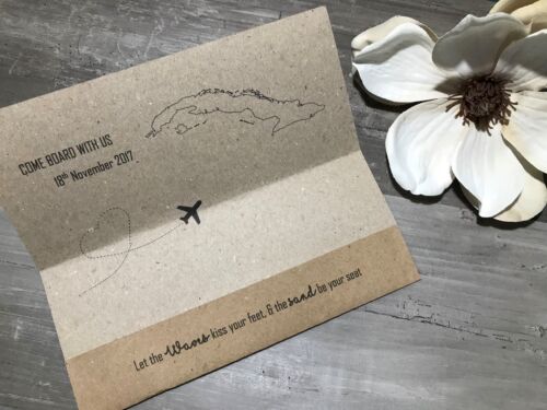 Handmade personalised passport wedding invitations including free envelopes 