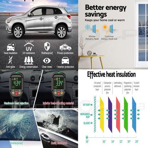 50 cm Largeur Rouleau Voiture Fenêtre Tint Film-Lumière Noire Fumée 25/% Auto Voilage