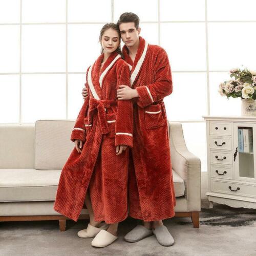 Details about   Winter Womens Mens Flannel Sleepwear 4 Colors Robe Pajamas Bathrobe Homewear 
