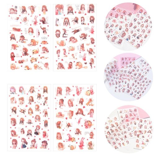 Cute cartoon Little girl pvc stickers notebook diary decoration 6 sheets//set