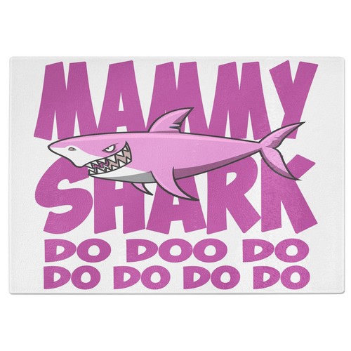 Pink Shark Do Doo Do Funny Tempered Glass Chopping Board