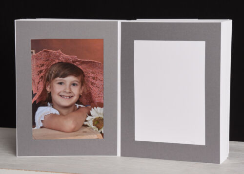 Leporello Leinen-grau für 50 Fotos 13x18 auf weißem Grund LG144 Bildermappe 