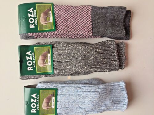 3 PAIRS LADIES WOOL HIGH QUALITY CHUNKY THERMAL SOCKS HIKE BOOT SIZE 4-7 STNBL